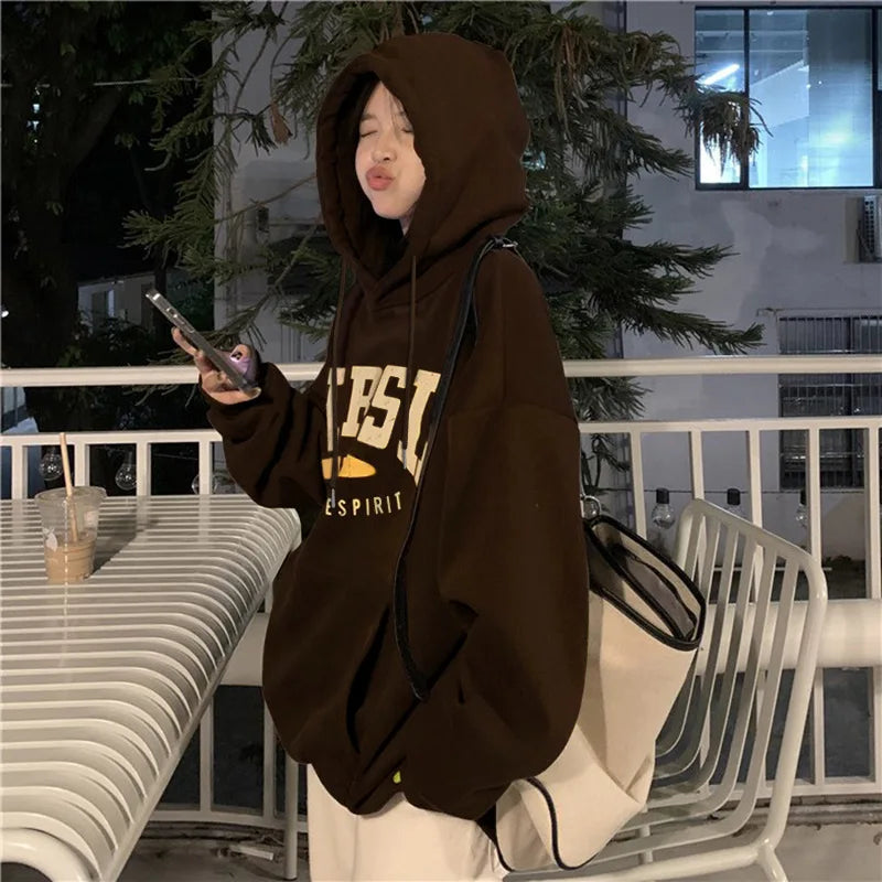 Autumn Letter Print Oversized Hoodie