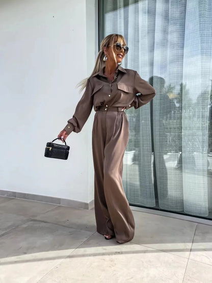 Elegant Satin Two-Piece Suit